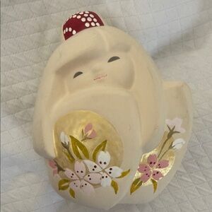 Vintage Hakata Ningyo Doll Signed Meiou Rabbit Girl w Gold Leaf & Sakura - Japan